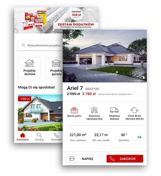 Aplikacja mobilna EXTRADOM projekty domów - Znajdź wymarzony projekt domu